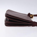 CARTIER Must Line Shoulder Bag Leather Bordeaux Gold Auth gh394-3