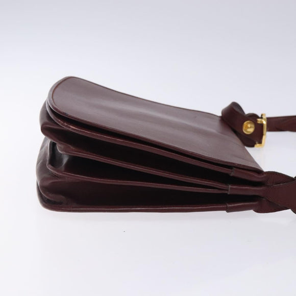 CARTIER Must Line Shoulder Bag Leather Bordeaux Gold Auth gh394