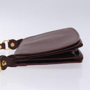 CARTIER Must Line Shoulder Bag Leather Bordeaux Gold Auth gh394-4