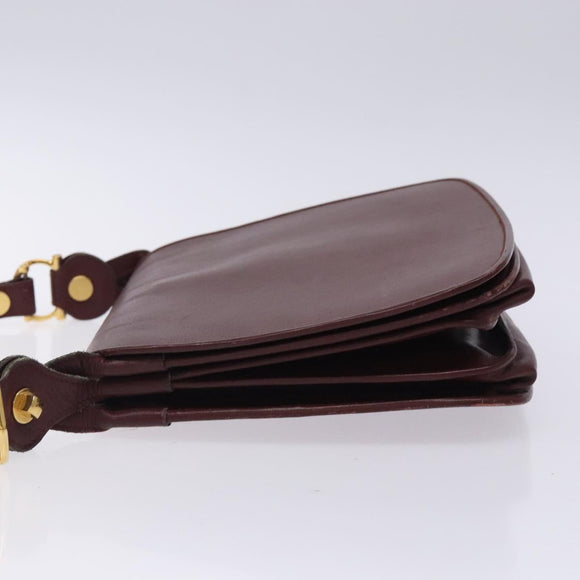 CARTIER Must Line Shoulder Bag Leather Bordeaux Gold Auth gh394