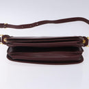 CARTIER Must Line Shoulder Bag Leather Bordeaux Gold Auth gh394-5