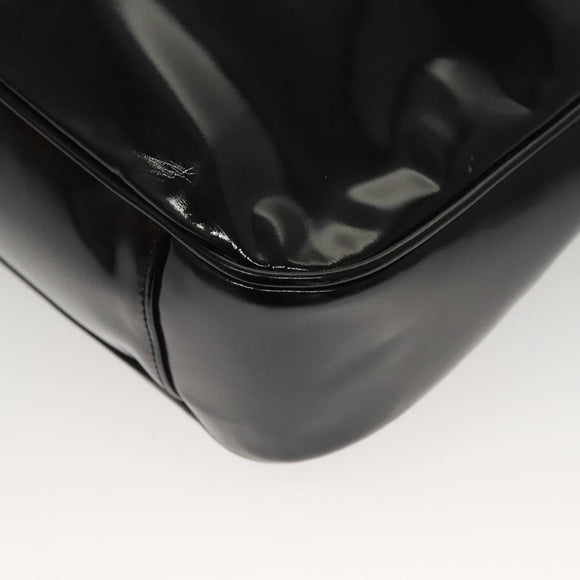 GUCCI Bamboo Hand Bag Enamel 2way Black Gold 001 1705 1638 Auth gh404