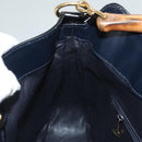 GUCCI Bamboo Hand Bag Enamel 2way Black Gold 001 1705 1638 Auth gh404-19
