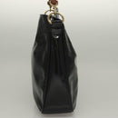 GUCCI Bamboo Hand Bag Enamel 2way Black Gold 001 1705 1638 Auth gh404-3