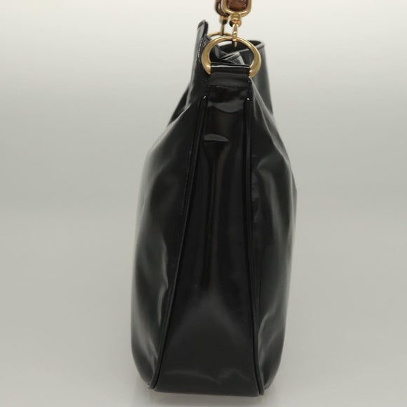 GUCCI Bamboo Hand Bag Enamel 2way Black Gold 001 1705 1638 Auth gh404