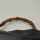 GUCCI Bamboo Hand Bag Enamel 2way Black Gold 001 1705 1638 Auth gh404-8