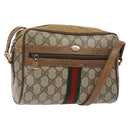 GUCCI GG Supreme Web Sherry Line Bag PVC Beige Gold 98 02 004 Auth gh406-1