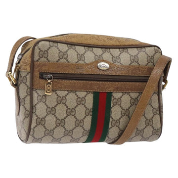 GUCCI GG Supreme Web Sherry Line Bag PVC Beige Gold 98 02 004 Auth gh406
