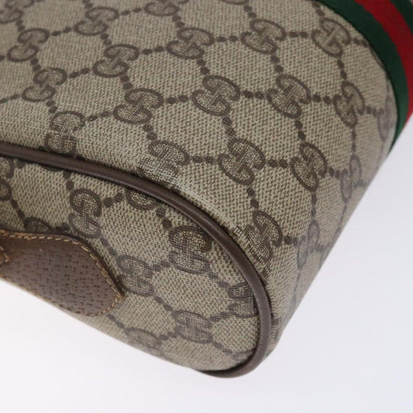 GUCCI GG Supreme Web Sherry Line Bag PVC Beige Gold 98 02 004 Auth gh406