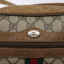 GUCCI GG Supreme Web Sherry Line Bag PVC Beige Gold 98 02 004 Auth gh406-14