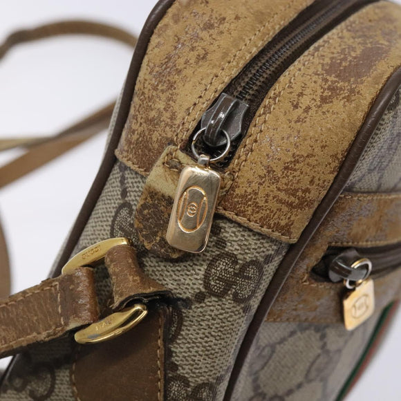 GUCCI GG Supreme Web Sherry Line Bag PVC Beige Gold 98 02 004 Auth gh406