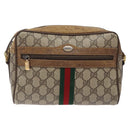 GUCCI GG Supreme Web Sherry Line Bag PVC Beige Gold 98 02 004 Auth gh406-2
