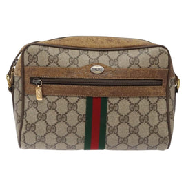 GUCCI GG Supreme Web Sherry Line Bag PVC Beige Gold 98 02 004 Auth gh406 - 0