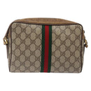 GUCCI GG Supreme Web Sherry Line Bag PVC Beige Gold 98 02 004 Auth gh406-3