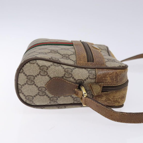 GUCCI GG Supreme Web Sherry Line Bag PVC Beige Gold 98 02 004 Auth gh406