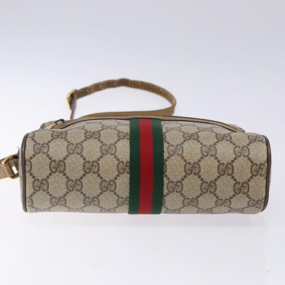 GUCCI GG Supreme Web Sherry Line Bag PVC Beige Gold 98 02 004 Auth gh406