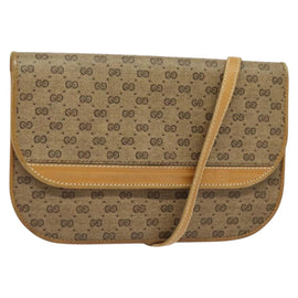 GUCCI Micro GG Supreme Shoulder Bag PVC Beige Gold Auth gh417
