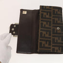 FENDI Zucca Canvas Wallet Leather 4Set Blue Brown black Auth gh433-14