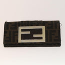 FENDI Zucca Canvas Wallet Leather 4Set Blue Brown black Auth gh433-17