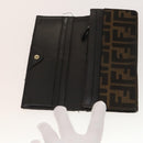 FENDI Zucca Canvas Wallet Leather 4Set Blue Brown black Auth gh433-22
