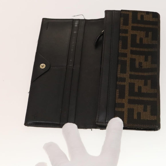 FENDI Zucca Canvas Wallet Leather 4Set Blue Brown black Auth gh433