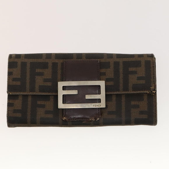 FENDI Zucca Canvas Wallet Leather 4Set Blue Brown black Auth gh433