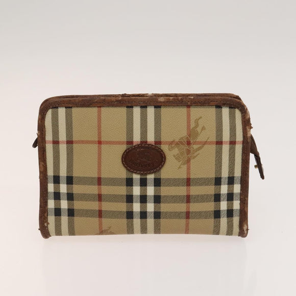 Burberrys Nova Check Shoulder Bag PVC Leather 2Set Beige Brown Auth gh436