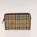 Burberrys Nova Check Shoulder Bag PVC Leather 2Set Beige Brown Auth gh436-11