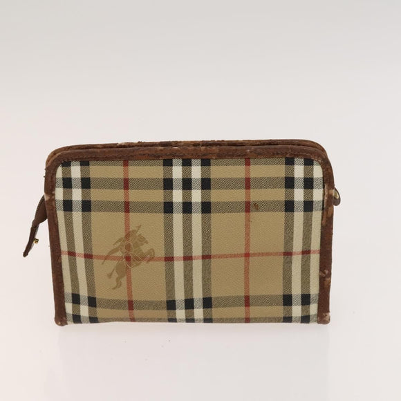 Burberrys Nova Check Shoulder Bag PVC Leather 2Set Beige Brown Auth gh436