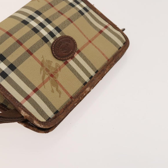 Burberrys Nova Check Shoulder Bag PVC Leather 2Set Beige Brown Auth gh436