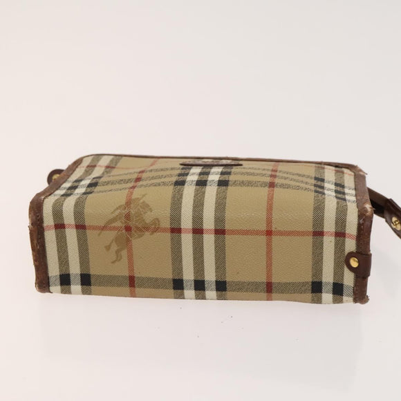 Burberrys Nova Check Shoulder Bag PVC Leather 2Set Beige Brown Auth gh436