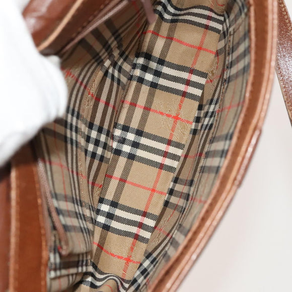 Burberrys Nova Check Shoulder Bag PVC Leather 2Set Beige Brown Auth gh436