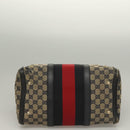 GUCCI GG Canvas Sherry Line Boston Bag Navy Red 247205 Auth gh440-6