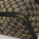 GUCCI GG Canvas Sherry Line Boston Bag Navy Red 247205 Auth gh440-16