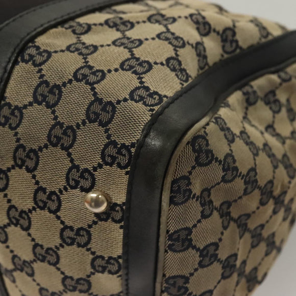 GUCCI GG Canvas Sherry Line Boston Bag Navy Red 247205 Auth gh440