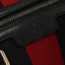 GUCCI GG Canvas Sherry Line Boston Bag Navy Red 247205 Auth gh440-19