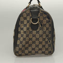 GUCCI GG Canvas Sherry Line Boston Bag Navy Red 247205 Auth gh440-3