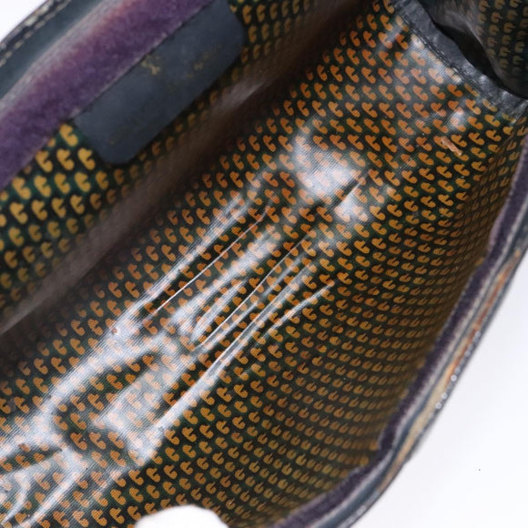 GUCCI Sherry Line Clutch Bag Suede Navy Red Auth gh444