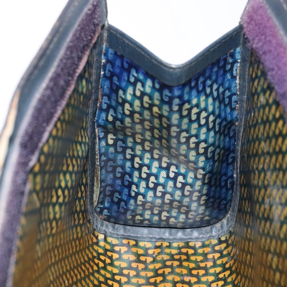 GUCCI Sherry Line Clutch Bag Suede Navy Red Auth gh444