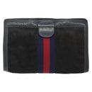 GUCCI Sherry Line Clutch Bag Suede Navy Red Auth gh444-13