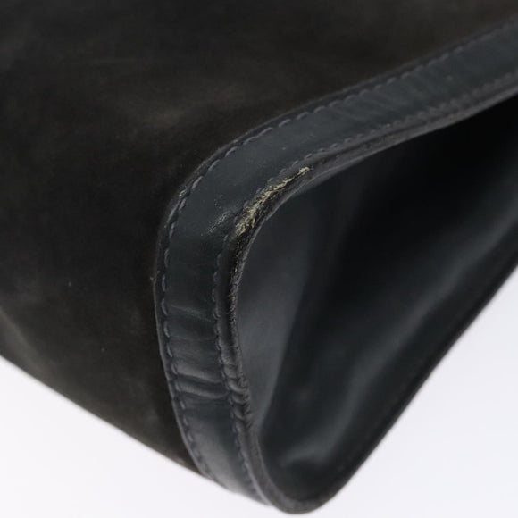 GUCCI Sherry Line Clutch Bag Suede Navy Red Auth gh444