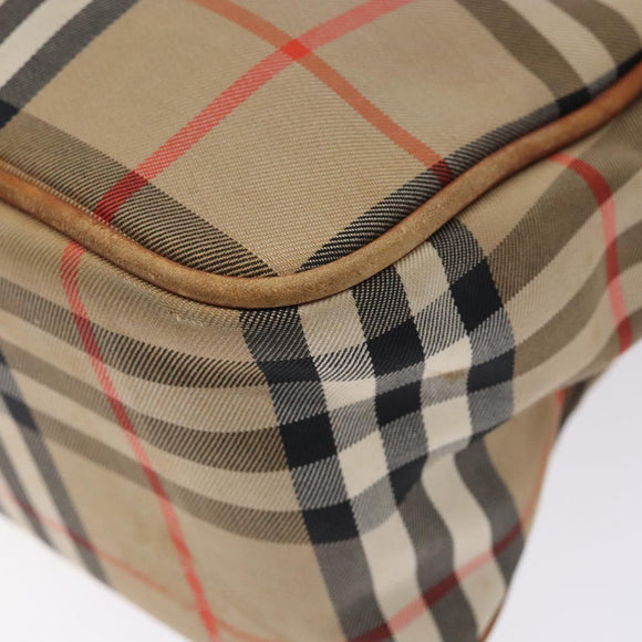 BURBERRY Nova Check Hand Bag Canvas Leather Beige Gold Auth gh446