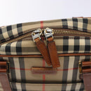 BURBERRY Nova Check Hand Bag Canvas Leather Beige Gold Auth gh446-10