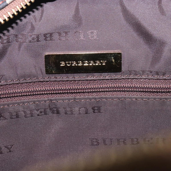 BURBERRY Nova Check Hand Bag Canvas Leather Beige Gold Auth gh446