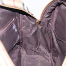 BURBERRY Nova Check Hand Bag Canvas Leather Beige Gold Auth gh446-18