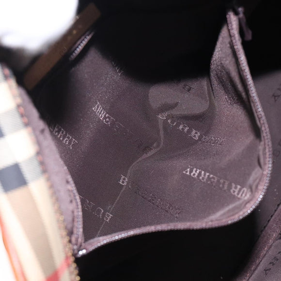 BURBERRY Nova Check Hand Bag Canvas Leather Beige Gold Auth gh446