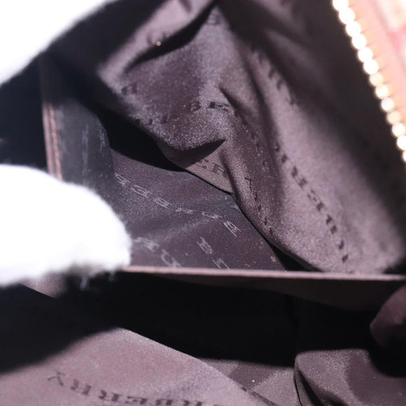 BURBERRY Nova Check Hand Bag Canvas Leather Beige Gold Auth gh446