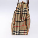 BURBERRY Nova Check Hand Bag Canvas Leather Beige Gold Auth gh446-3