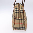 BURBERRY Nova Check Hand Bag Canvas Leather Beige Gold Auth gh446-4