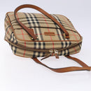 BURBERRY Nova Check Hand Bag Canvas Leather Beige Gold Auth gh446-6